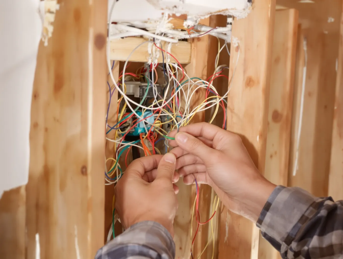Electrician running new wiring